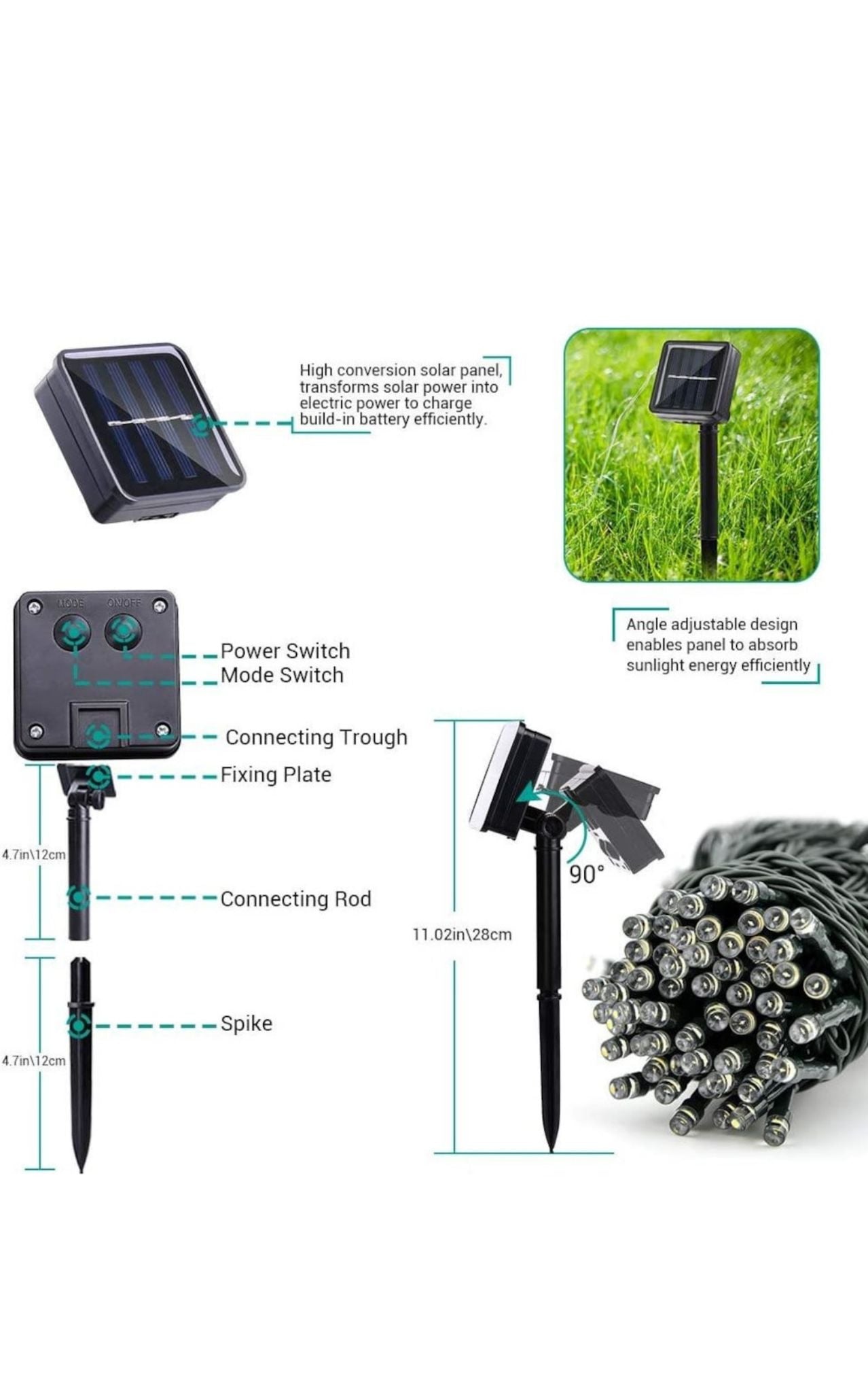 1 + 1 GRATIS DOAR AZI Instalatie LED cu incarcare solara decorativa