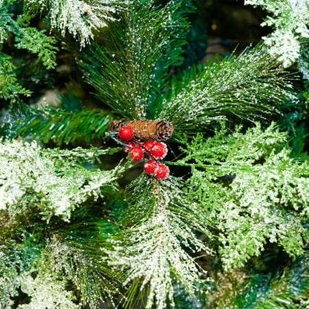 Brad Artificial De Lux de Craciun cu Zapada, Verde, B5