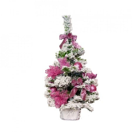 Brad artificial decorativ de masa, Roz,  60cm B12