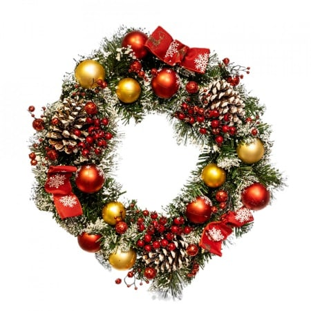 Coronita artificiala cu decoratiuni, diametru 50 cm, C6