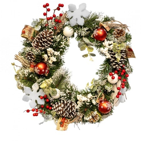 Coronita artificiala cu decoratiuni, diametru 50 cm, C5