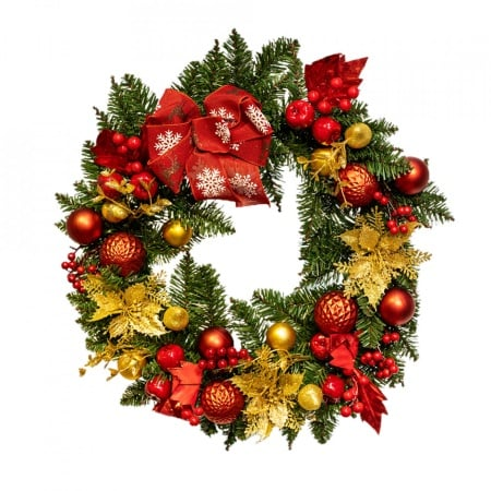 Coronita artificiala cu decoratiuni, diametru 50 cm, C4