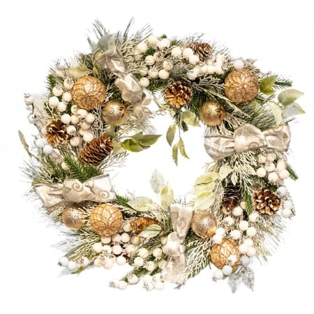 Coronita artificiala cu decoratiuni, diametru 50 cm, C1