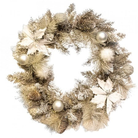 Coronita artificiala cu decoratiuni, diametru 50 cm, C10