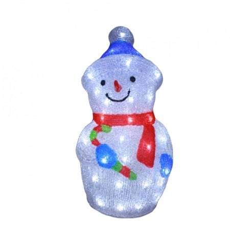 Decoratiune luminoasa de exterior,  Om de zapada din acril, dimensiune produs, cablu de alimentare 3m45cm
