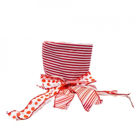 Palarie decorativa pentru brad, alb cu rosu, dimensiune 30x15 cm