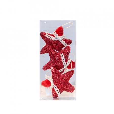 Set 3 globuri in forma de stea, diametru 12 cm